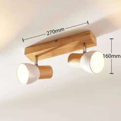 Thorin 2 Plafondlamp Wood/White - Lindby - Koop Online -Verlichting Opslag 42510965357473