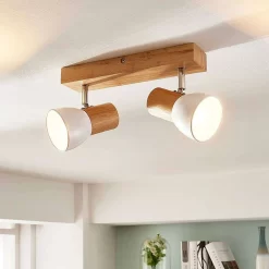 Thorin 2 Plafondlamp Wood/White - Lindby - Koop Online -Verlichting Opslag 42510965357474