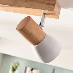 Thorin 2 Plafondlamp Wood/White - Lindby - Koop Online -Verlichting Opslag 42510965357476