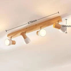 Thorin 4 Plafondlamp Wood/White - Lindby - Koop Online -Verlichting Opslag 42510965357613