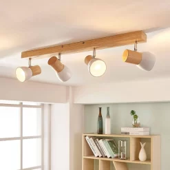 Thorin 4 Plafondlamp Wood/White - Lindby - Koop Online -Verlichting Opslag 42510965357614