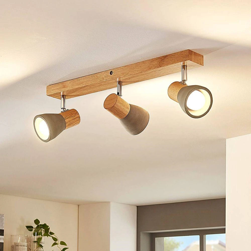 Filiz 3 Plafondlamp Concrete/Wood - Lindby - Koop Online 4 Filiz 3 Plafondlamp Concrete/Wood - Lindby - Koop Online - Afbeelding 2
