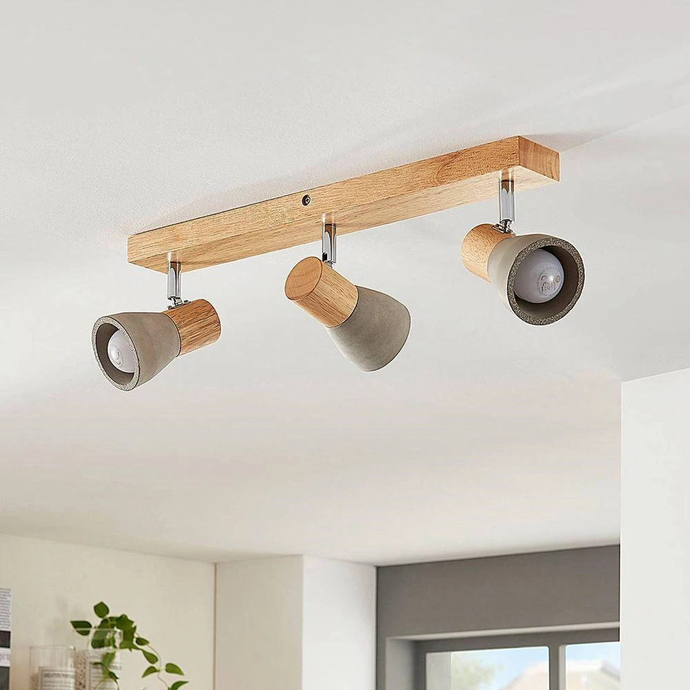 Filiz 3 Plafondlamp Concrete/Wood - Lindby - Koop Online 5 Filiz 3 Plafondlamp Concrete/Wood - Lindby - Koop Online - Afbeelding 3