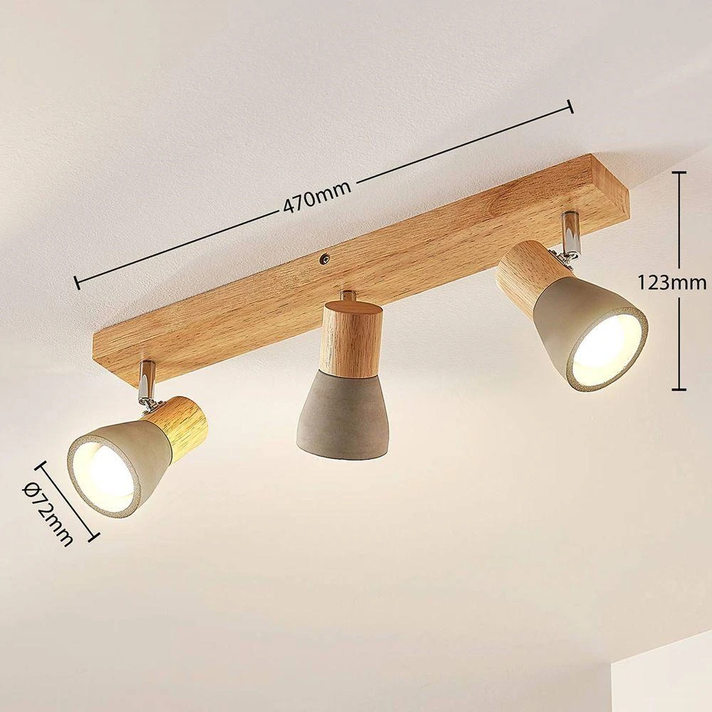 Filiz 3 Plafondlamp Concrete/Wood - Lindby - Koop Online 6 Filiz 3 Plafondlamp Concrete/Wood - Lindby - Koop Online - Afbeelding 4