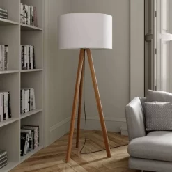 Makira Vloerlamp White/Oak - Lucande - Koop Online -Verlichting Opslag 42510965629723
