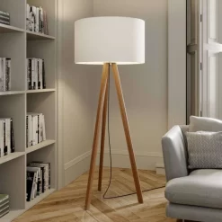 Makira Vloerlamp White/Oak - Lucande - Koop Online -Verlichting Opslag 42510965629726