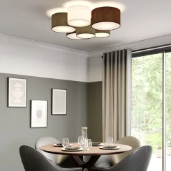 Laurenz 6 Plafondlamp Grey/White/Brown - Lindby - Koop Online -Verlichting Opslag 42510965632452