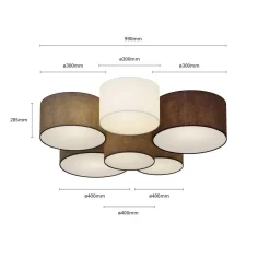 Laurenz 6 Plafondlamp Grey/White/Brown - Lindby - Koop Online -Verlichting Opslag 42510965632456
