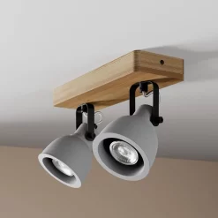 Mirka 2 Plafondlamp Grey/Dark Wood - Lindby - Koop Online -Verlichting Opslag 42510965705713