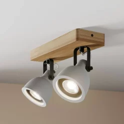 Mirka 2 Plafondlamp Grey/Dark Wood - Lindby - Koop Online -Verlichting Opslag 42510965705716