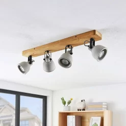 Mirka 4 Plafondlamp Grey/Dark Wood - Lindby - Koop Online -Verlichting Opslag 42510965706183