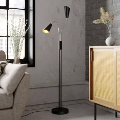 Medira Vloerlamp Black/Gold - Lucande - Koop Online -Verlichting Opslag 42510965777856