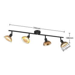 Erin 4 Plafondlamp Black/Gold - Lindby - Koop Online -Verlichting Opslag 42519117085233