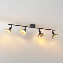 Erin 4 Plafondlamp Black/Gold - Lindby - Koop Online -Verlichting Opslag 42519117085234