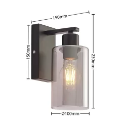 Emavi Wandlamp Black/Smoke - Lindby - Koop Online -Verlichting Opslag 42519117115783