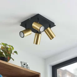Raisan 4 Square Plafondlamp Black/Brass - Lindby - Koop Online -Verlichting Opslag 42519117117693