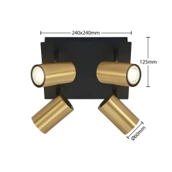 Raisan 4 Square Plafondlamp Black/Brass - Lindby - Koop Online -Verlichting Opslag 42519117117694