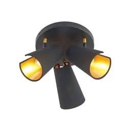 Zylindro 3 Plafondlamp Black/Gold - Lindby - Koop Online