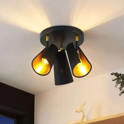 Zylindro 3 Plafondlamp Black/Gold - Lindby - Koop Online -Verlichting Opslag 42519117189974