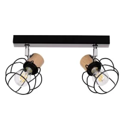 Fence 2 Plafondlamp Black/Chrome/Wood - Envostar - Koop Online