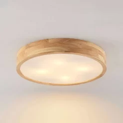 Tanju Plafondlamp Ø50 Wood/White - Lindby - Koop Online -Verlichting Opslag 42519117290545