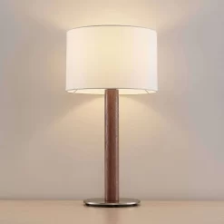 Lakira Taffellamp M White/Wood - Lucande - Koop Online -Verlichting Opslag 42519117403874