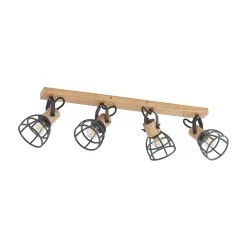 Flintos 4 Plafondlamp Wood/Black - Lindby - Koop Online