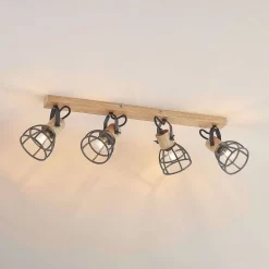 Flintos 4 Plafondlamp Wood/Black - Lindby - Koop Online -Verlichting Opslag 4251911749465 4