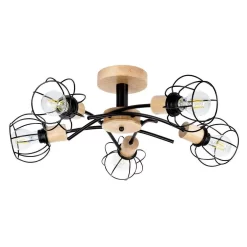 Ylva 5 Plafondlamp Oak/Black - Envostar - Koop Online -Verlichting Opslag 42519117552685